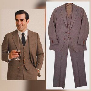VTG Mid Century John Weitz Men’s 3 Piece Plaid Wool Suit 1960s Mad Men Vibes